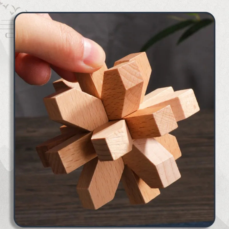 MiniGenius Wooden IQ Puzzle – Joc de blocare 3D care stimulează creierul!