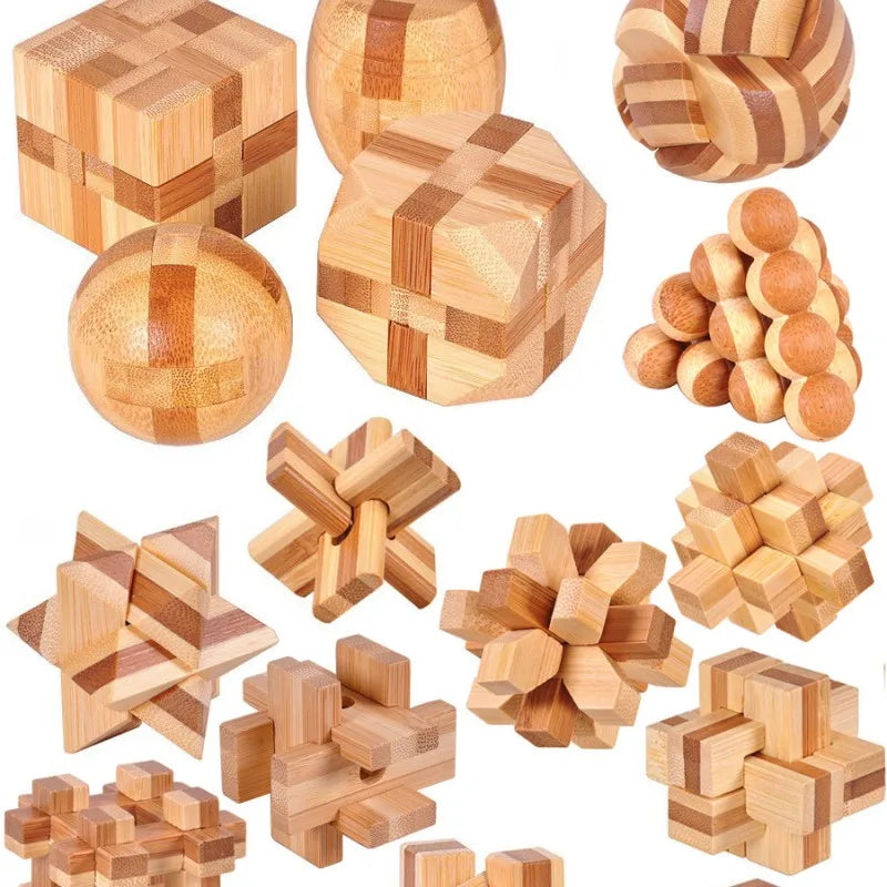 MiniGenius Wooden IQ Puzzle – Joc de blocare 3D care stimulează creierul!