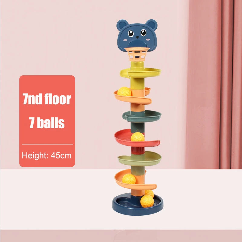 MiniGenius Rolling Ball Tower – Învârtiți, stivuiți și jucați!