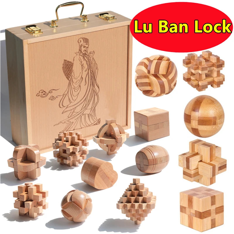 MiniGenius Wooden IQ Puzzle – Joc de blocare 3D care stimulează creierul!