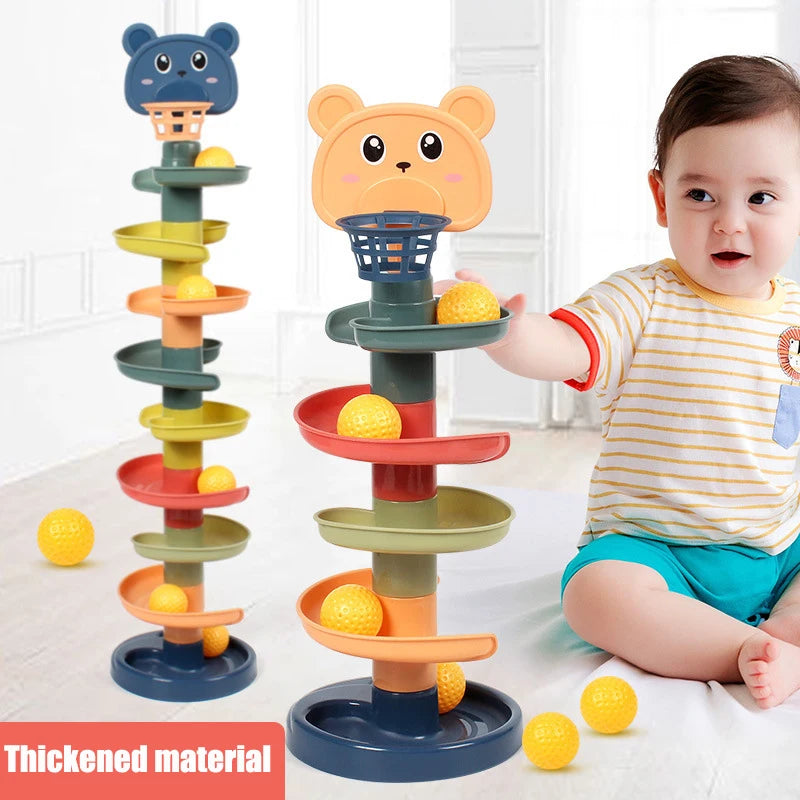 MiniGenius Rolling Ball Tower – Învârtiți, stivuiți și jucați!