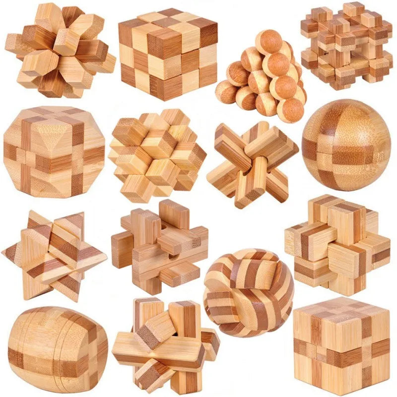 MiniGenius Wooden IQ Puzzle – Joc de blocare 3D care stimulează creierul!