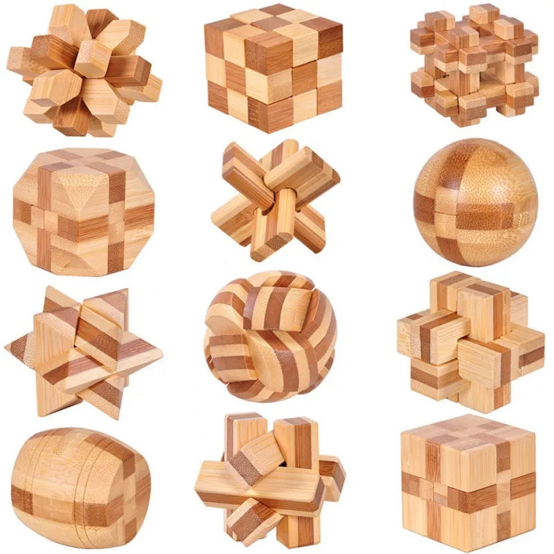 MiniGenius Wooden IQ Puzzle – Joc de blocare 3D care stimulează creierul!